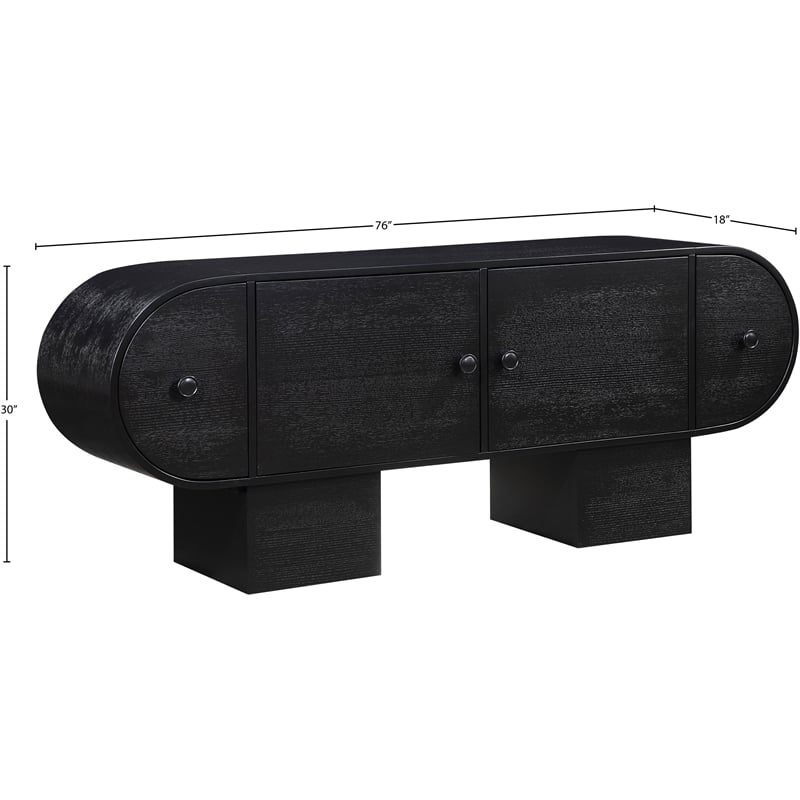 Maklaine Contemporary Rich Black Oak Veneer Sideboard/Buffet