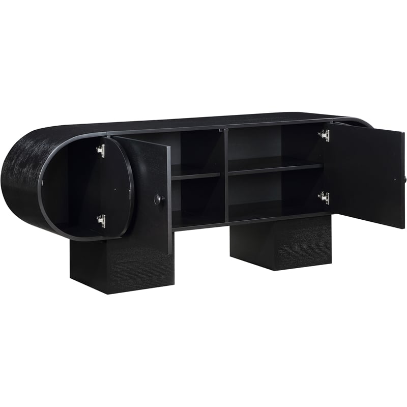 Maklaine Contemporary Rich Black Oak Veneer Sideboard/Buffet