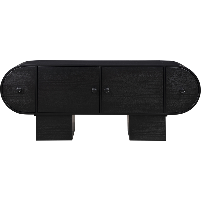 Maklaine Contemporary Rich Black Oak Veneer Sideboard/Buffet