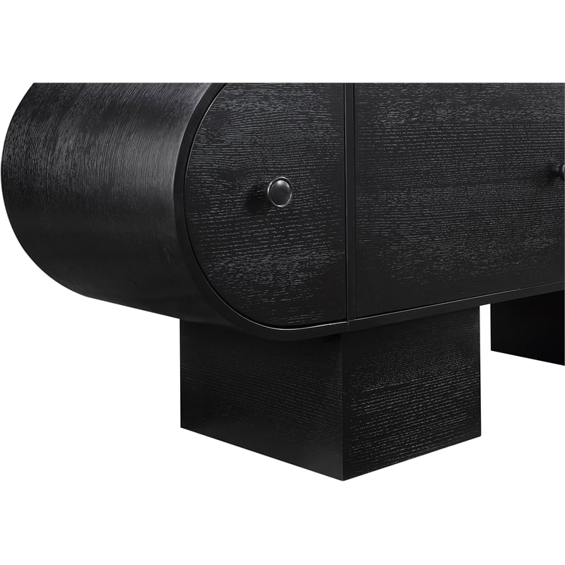 Maklaine Contemporary Rich Black Oak Veneer Sideboard/Buffet