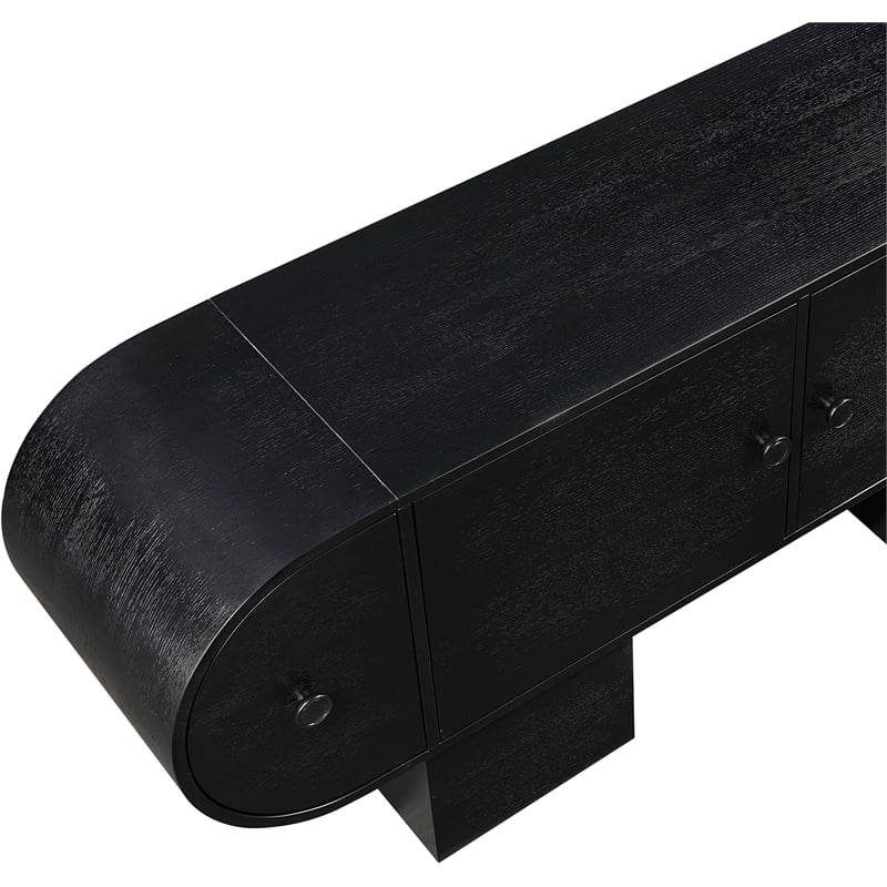 Maklaine Contemporary Rich Black Oak Veneer Sideboard/Buffet
