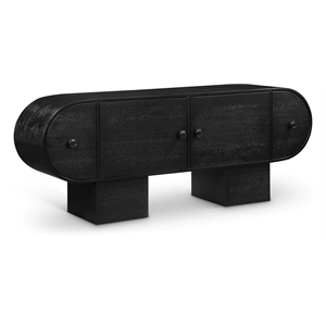 Maklaine Contemporary Rich Black Oak Veneer Sideboard/Buffet
