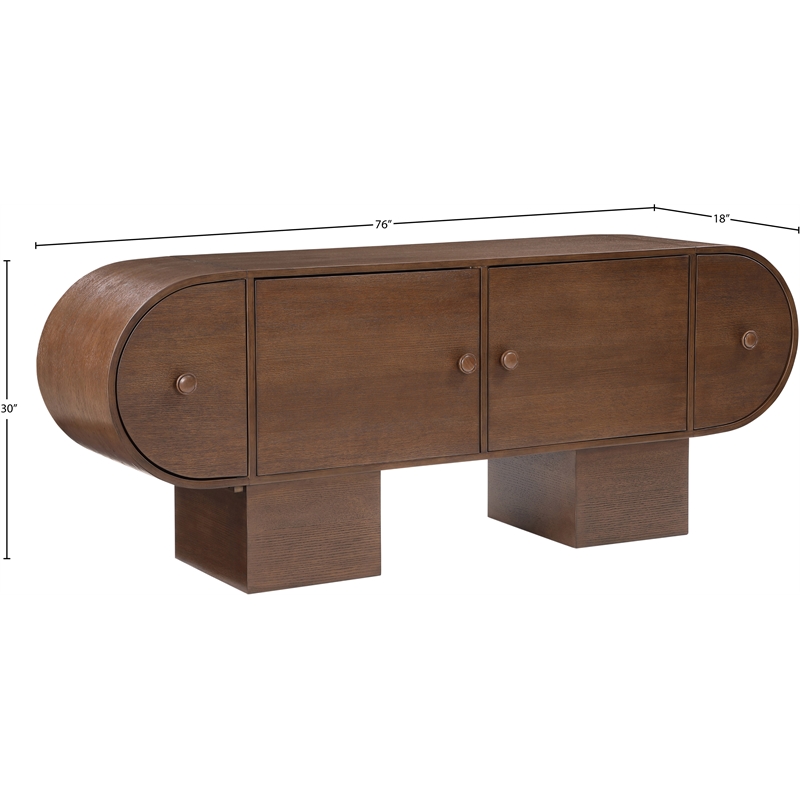 Maklaine Contemporary Rich Brown Oak Veneer Sideboard/Buffet