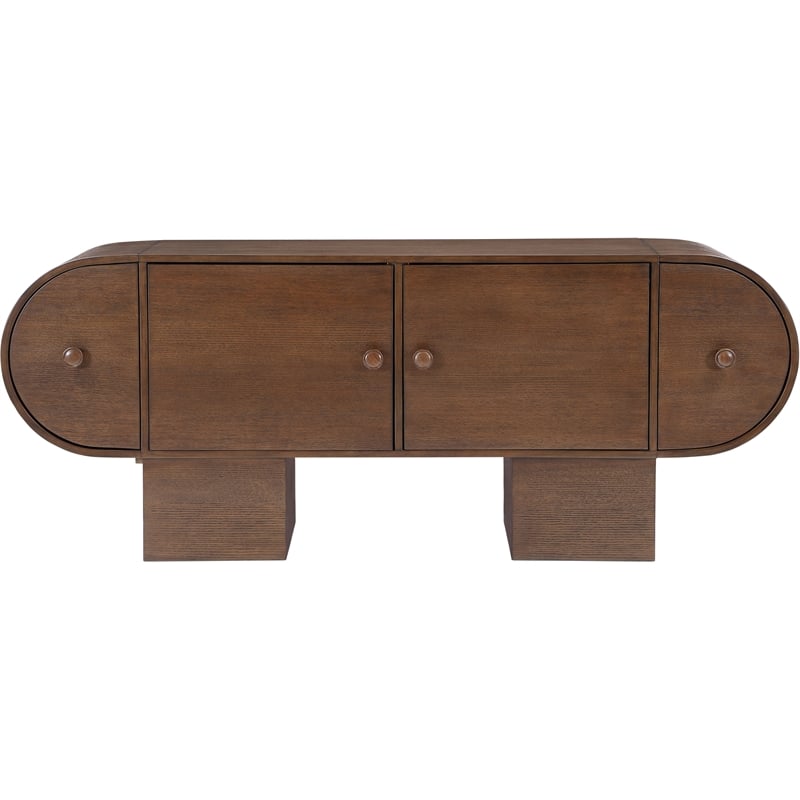 Maklaine Contemporary Rich Brown Oak Veneer Sideboard/Buffet