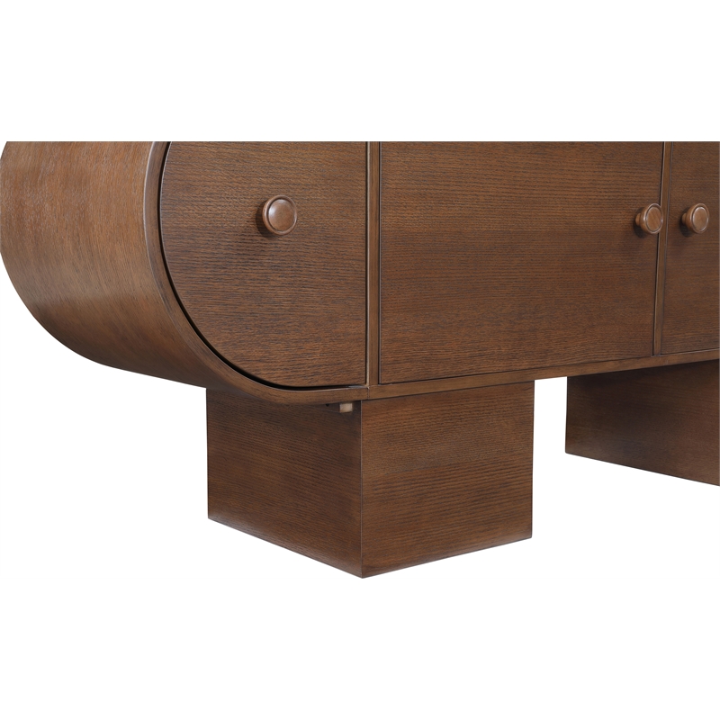 Maklaine Contemporary Rich Brown Oak Veneer Sideboard/Buffet