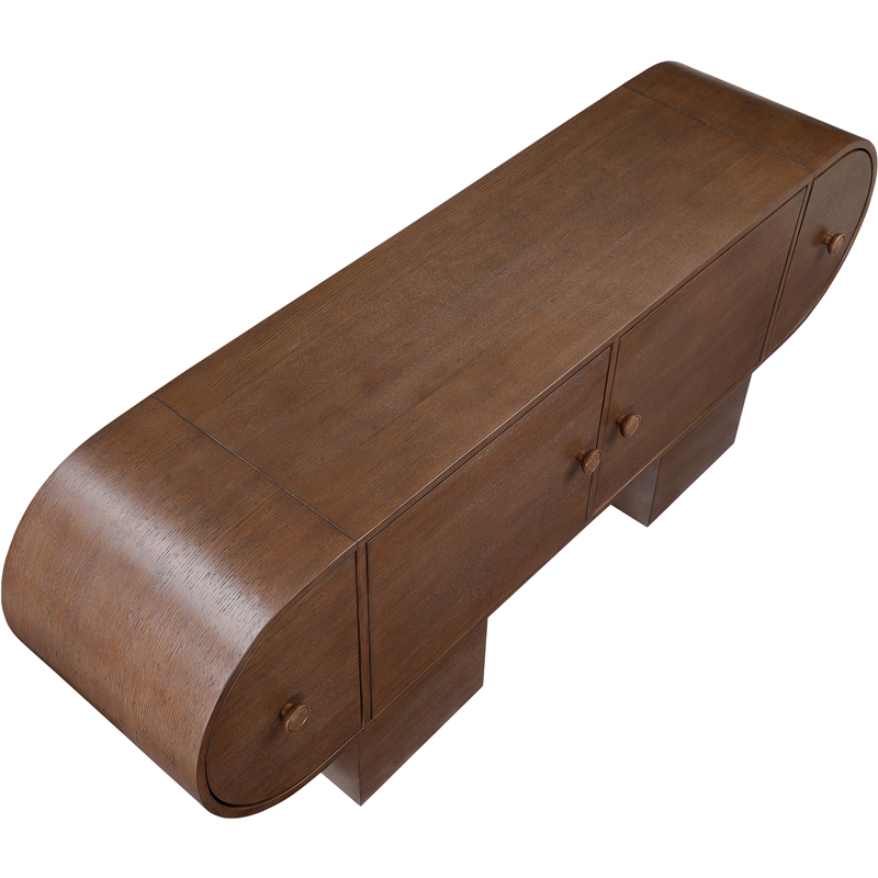 Maklaine Contemporary Rich Brown Oak Veneer Sideboard/Buffet
