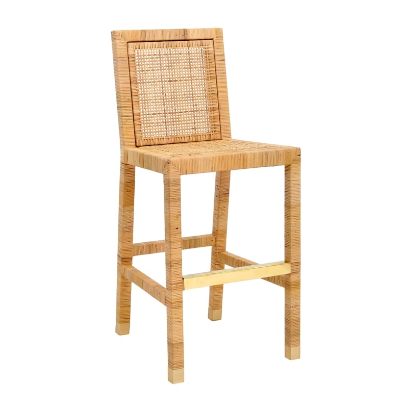 Maklaine Modern / Contemporary Handmade Natural Rattan Bar Stool