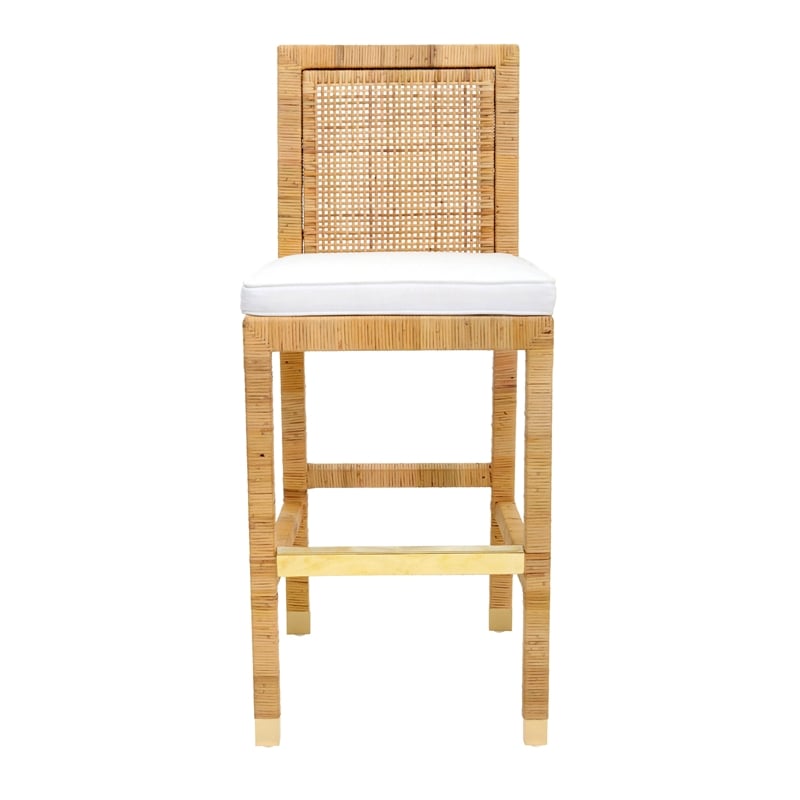 Maklaine Modern / Contemporary Handmade Natural Rattan Bar Stool