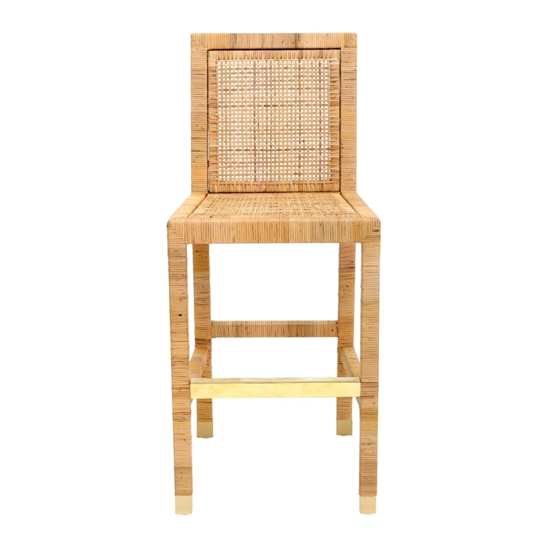 Maklaine Modern / Contemporary Handmade Natural Rattan Bar Stool