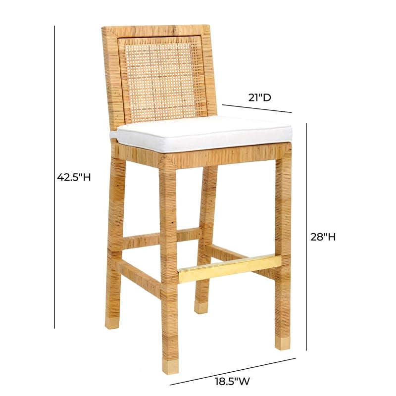 Maklaine Modern / Contemporary Handmade Natural Rattan Bar Stool