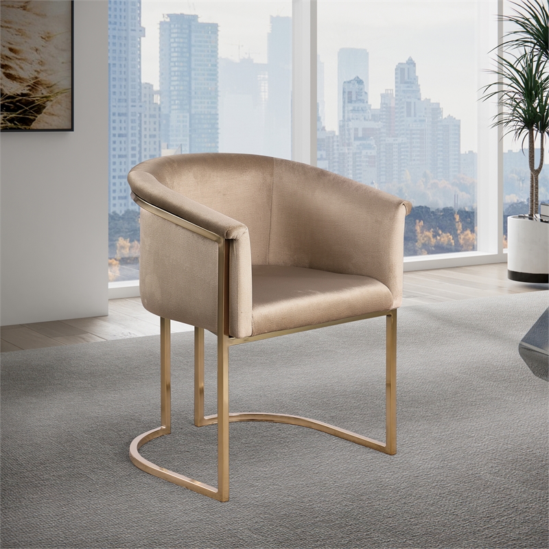 Maklaine Modern / Contemporary Beige Finish Velvet Dining Chair