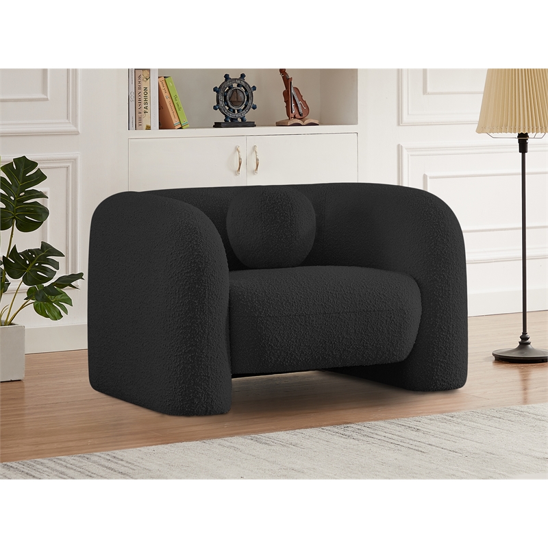 Maklaine Modern / Contemporary Black Finish Boucle Fabric Chair