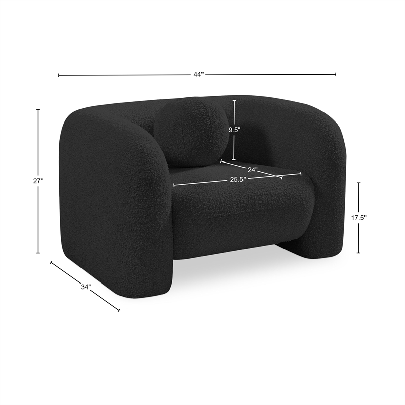 Maklaine Modern / Contemporary Black Finish Boucle Fabric Chair