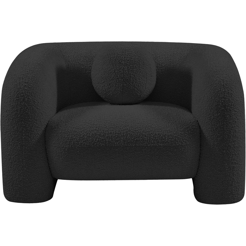 Maklaine Modern / Contemporary Black Finish Boucle Fabric Chair
