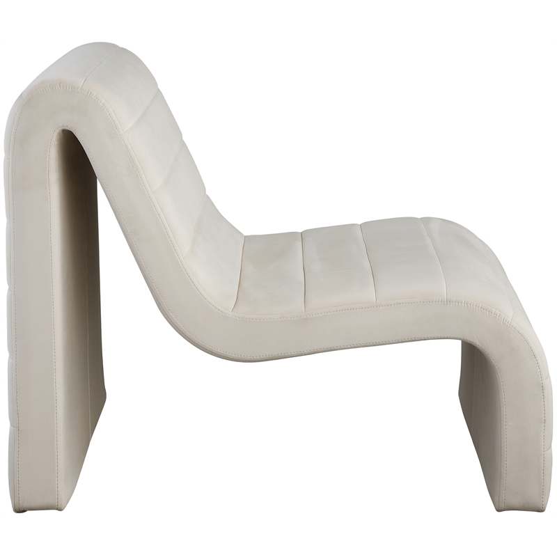 Maklaine Contemporary Channel Tufted Cream Velvet Accent Chair