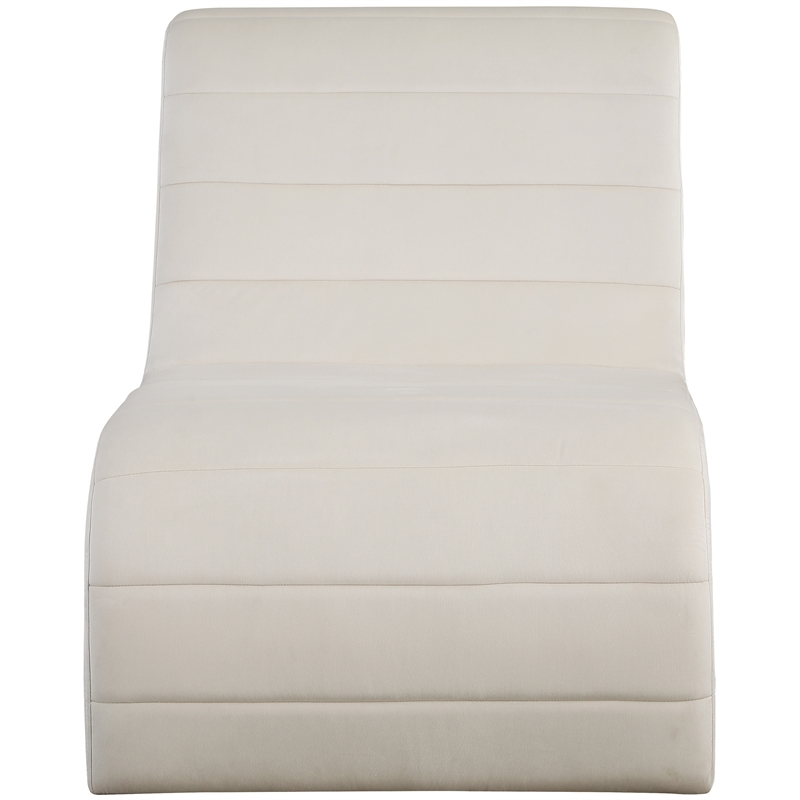 Maklaine Contemporary Channel Tufted Cream Velvet Accent Chair