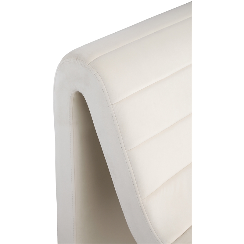 Maklaine Contemporary Channel Tufted Cream Velvet Accent Chair