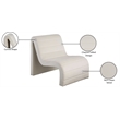 Maklaine Contemporary Channel Tufted Cream Velvet Accent Chair