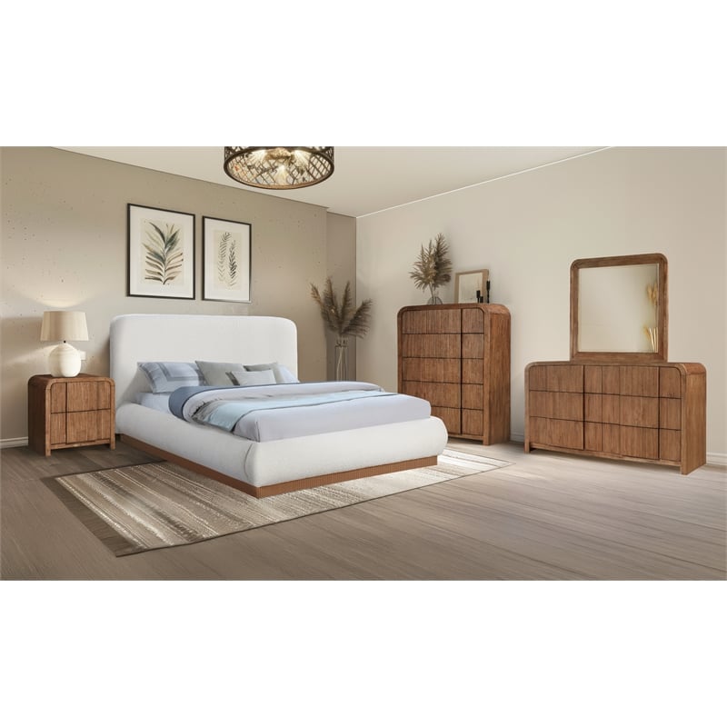 Maklaine Contemporary Solid Wood Rich Walnut Oak Veneer Dresser