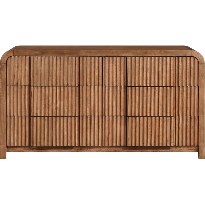 Maklaine Contemporary Solid Wood Rich Walnut Oak Veneer Dresser