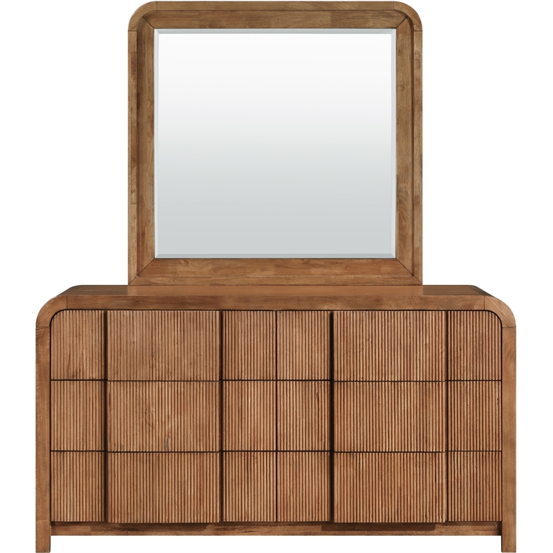 Maklaine Contemporary Solid Wood Rich Walnut Oak Veneer Dresser