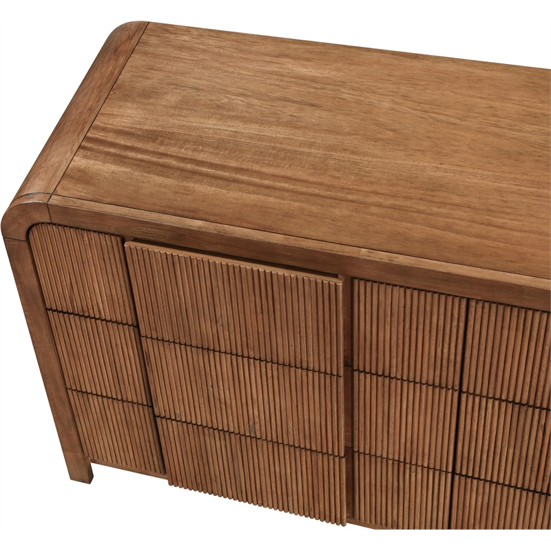 Maklaine Contemporary Solid Wood Rich Walnut Oak Veneer Dresser