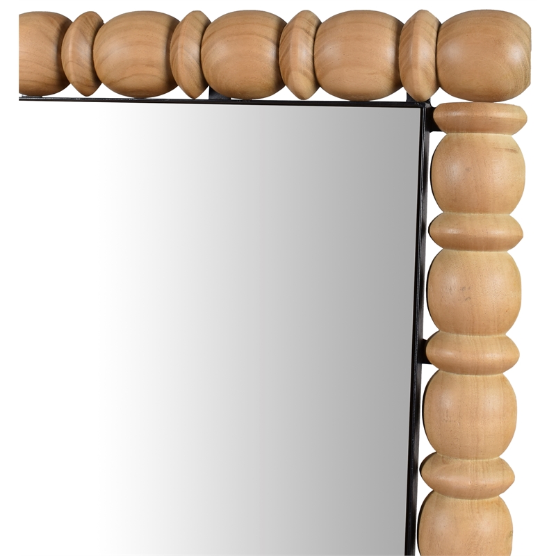 Maklaine Contemporary Solid Acacia Wood Frame Bleached Natural Oak Mirror