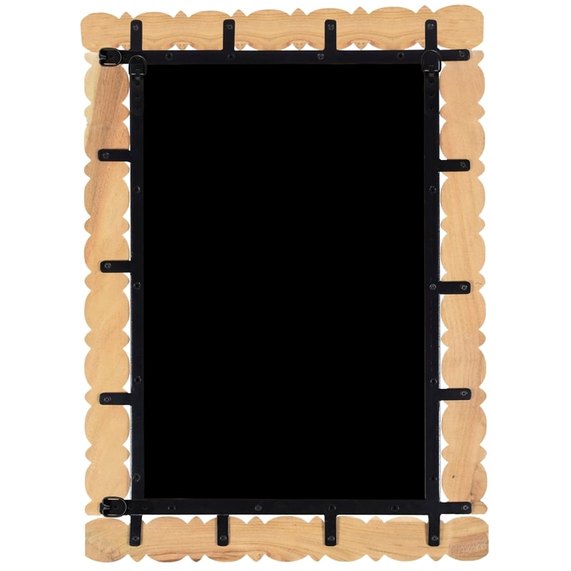 Maklaine Contemporary Solid Acacia Wood Frame Bleached Natural Oak Mirror