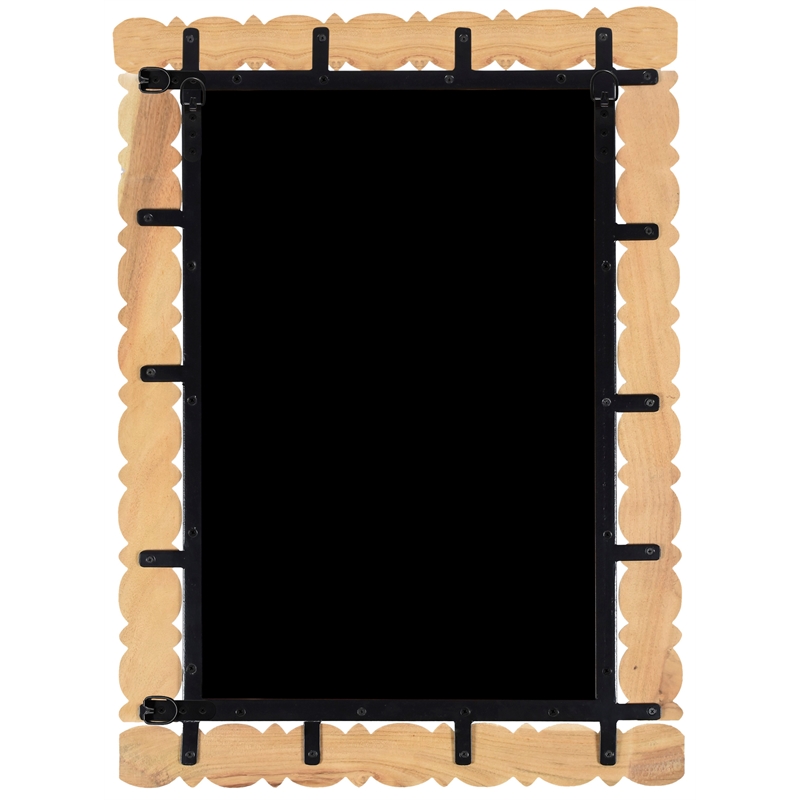 Maklaine Contemporary Solid Acacia Wood Frame Bleached Natural Oak Mirror