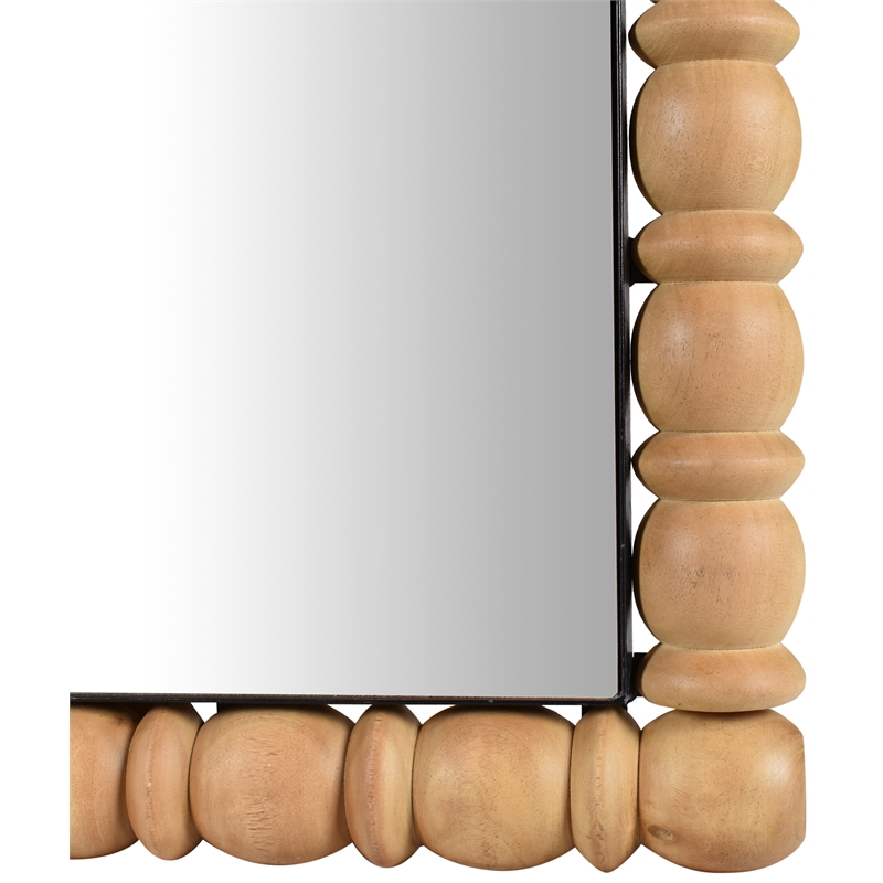 Maklaine Contemporary Solid Acacia Wood Frame Bleached Natural Oak Mirror