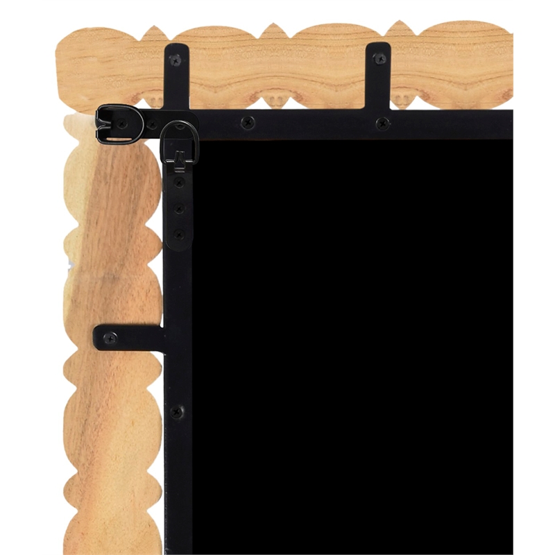Maklaine Contemporary Solid Acacia Wood Frame Bleached Natural Oak Mirror