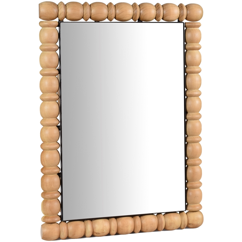 Maklaine Contemporary Solid Acacia Wood Frame Bleached Natural Oak Mirror