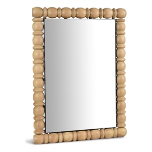 Maklaine Contemporary Solid Acacia Wood Frame Bleached Natural Oak Mirror