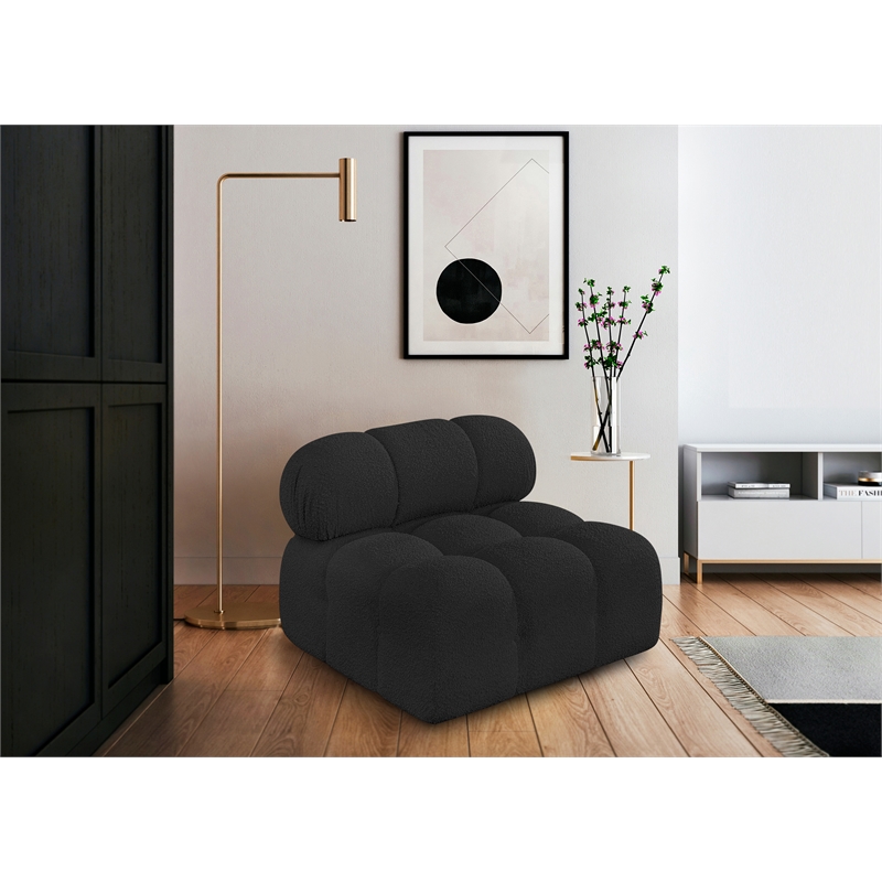 Maklaine Contemporary Rich Black Boucle Fabric Armless Chair