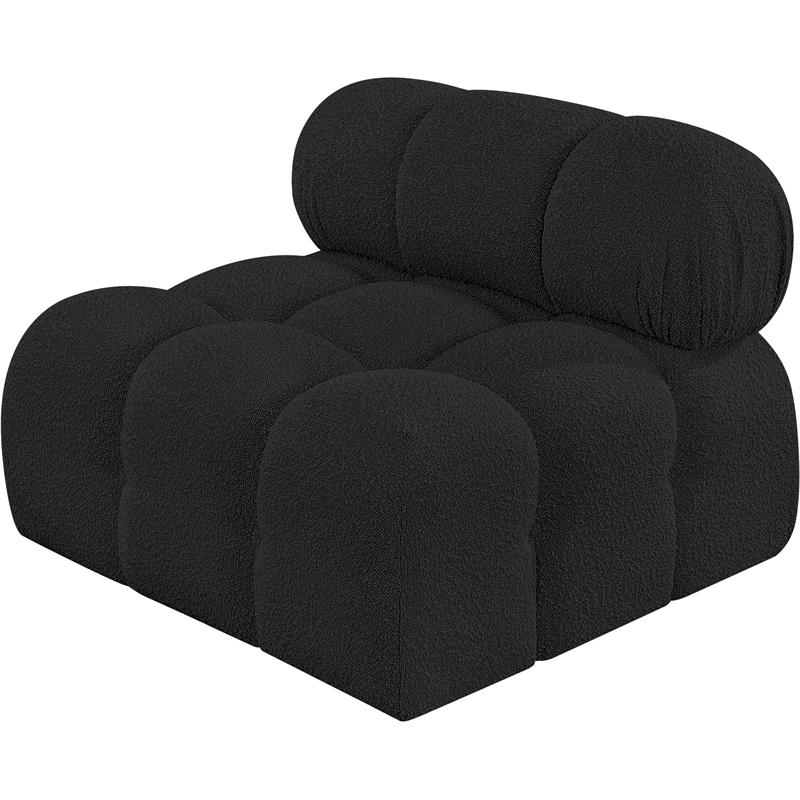 Maklaine Contemporary Rich Black Boucle Fabric Armless Chair