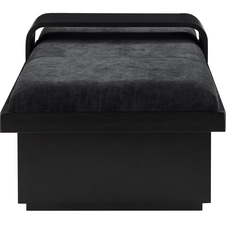 Maklaine Modern / Contemporary Black Finish Chenille Fabric Bench