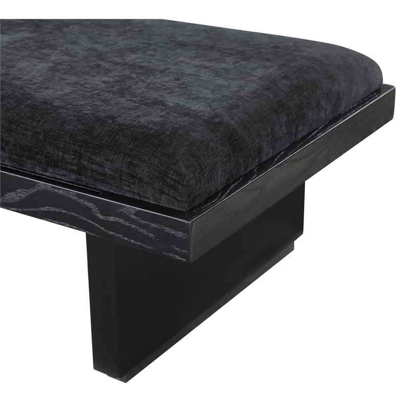 Maklaine Modern / Contemporary Black Finish Chenille Fabric Bench