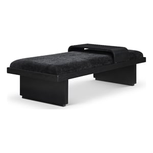 maklaine modern / contemporary black finish chenille fabric bench