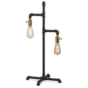 maklaine contemporary metal table lamp in rustic bronze finish
