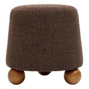 Maklaine Modern / Contemporary Chocolate Brown Finish Boucle Stool