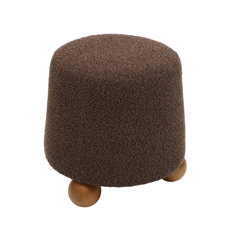 Maklaine Modern / Contemporary Chocolate Brown Finish Boucle Stool