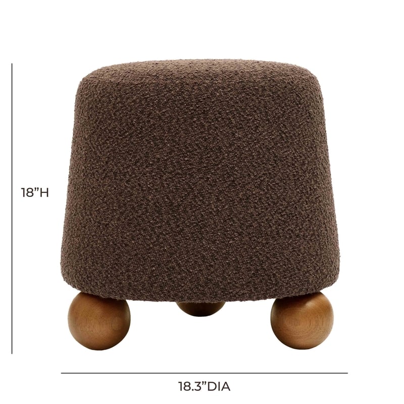 Maklaine Modern / Contemporary Chocolate Brown Finish Boucle Stool