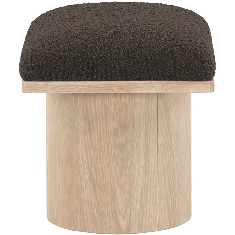 Maklaine Contemporary Rich Brown Finish Boucle Fabric Bench/Stool