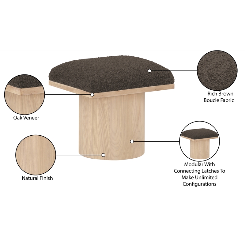Maklaine Contemporary Rich Brown Finish Boucle Fabric Bench/Stool