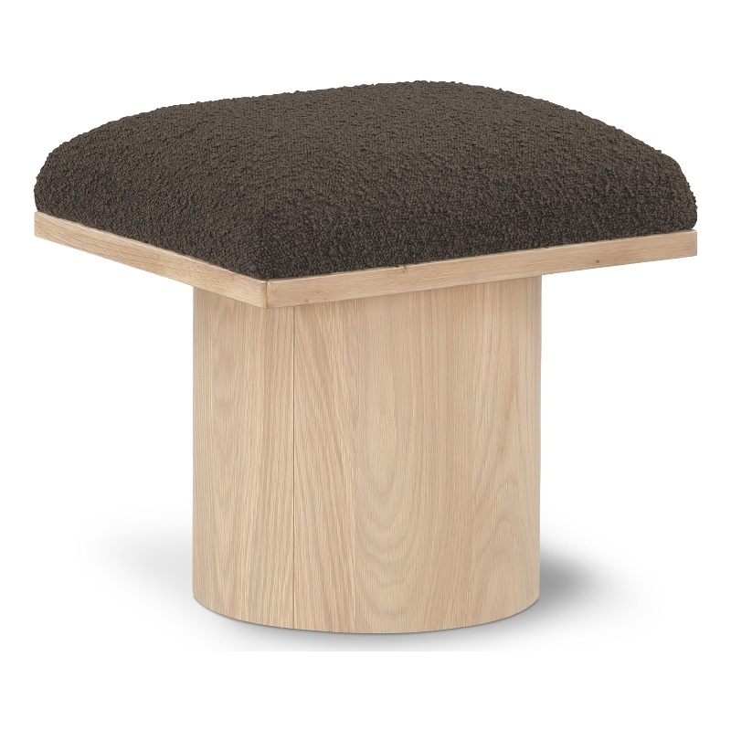 Maklaine Contemporary Rich Brown Finish Boucle Fabric Bench/Stool