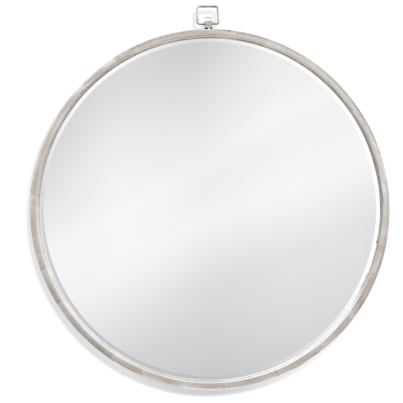 Maklaine Contemporary Metal Wall Mirror in Silver Leaf Finish