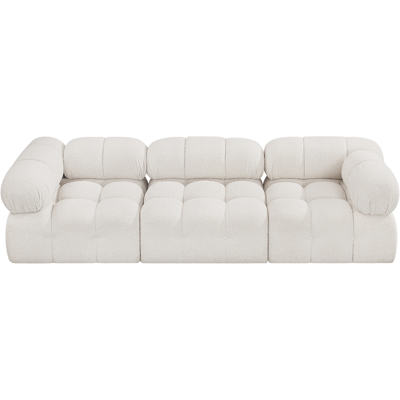 Maklaine Contemporary Rich Cream Finish Boucle Fabric Modular Sofa