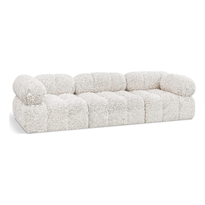 Maklaine Contemporary Rich Cream Finish Boucle Fabric Modular Sofa