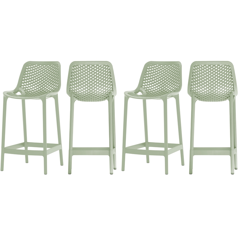 Maklaine Mint olypropylene Plastic Outdoor Patio Counter Stool (Set of 4)