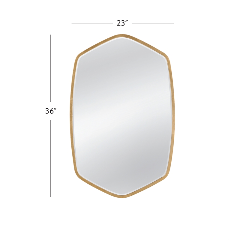 Maklaine Modern Geometric Shape Wall Mirror in Gold Leaf Metal Frame